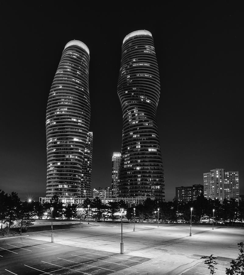 Architecture Photograph - Absolute World at night - black and white by Thomas Richter