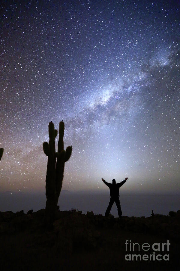 Absorbing the Energy of the Zodiacal Light Incahuasi Island Bolivia Photograph by James Brunker