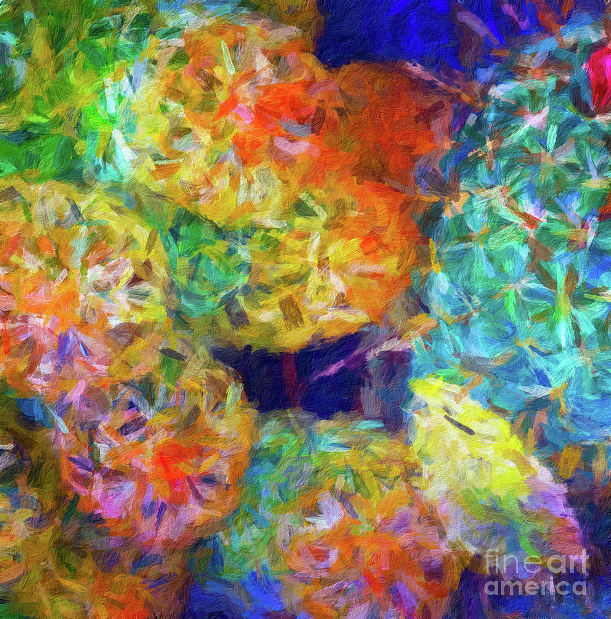 Abstract 101 digital oil painting on canvas full of texture and brig Digital Art by Amy Cicconi