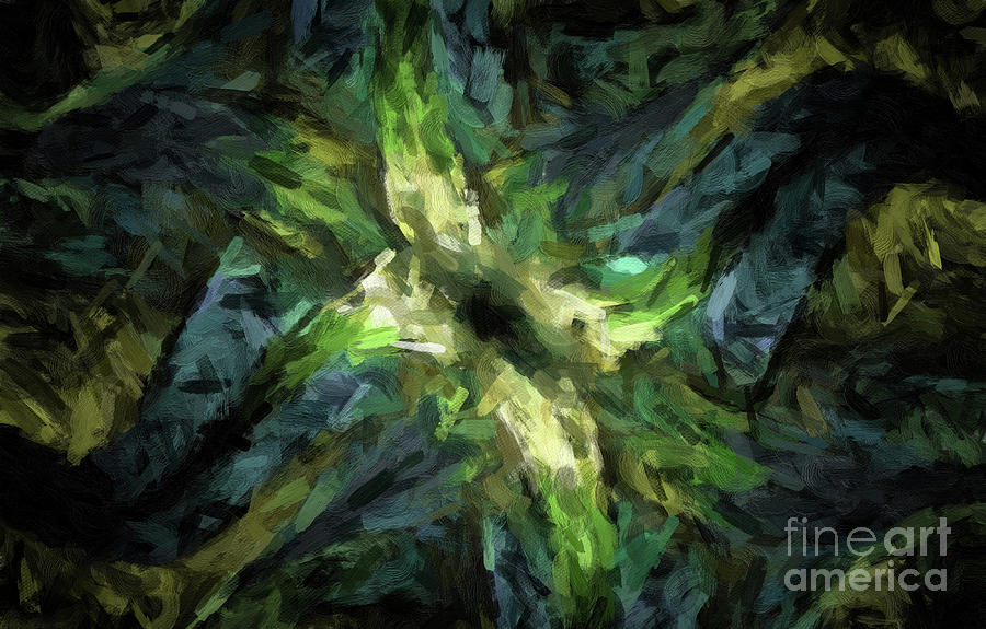 Abstract 112 digital oil painting on canvas full of texture and brig Digital Art by Amy Cicconi