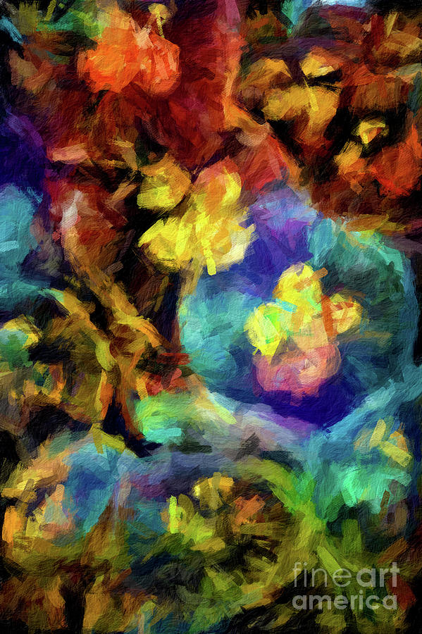 Abstract 122 digital oil painting on canvas full of texture and brig Digital Art by Amy Cicconi
