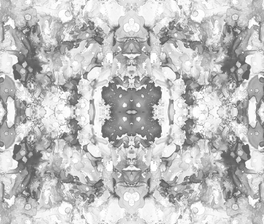 Abstract 20 Gray Mixed Media by Lucie Dumas