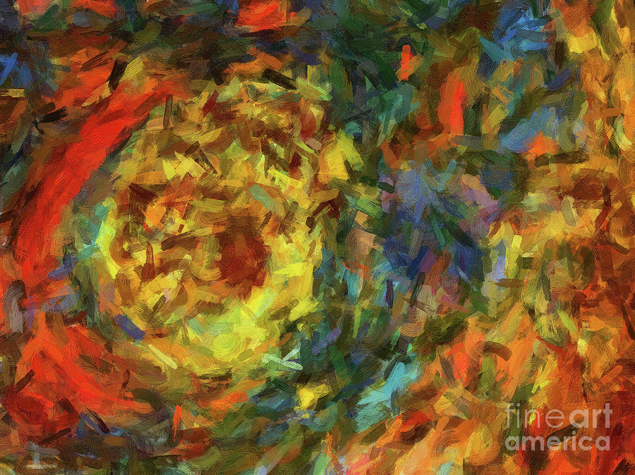 Abstract Digital Art - Abstract 38 digital oil painting on canvas full of texture and brig by Amy Cicconi