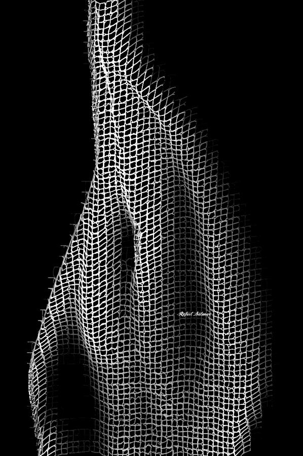 Abstract 3D Sculpture in Black and White Digital Art by Rafael Salazar