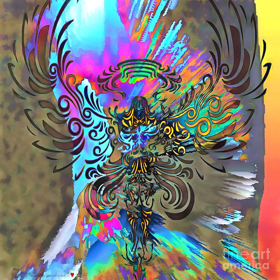 Abstract Painting - Abstract Angel Visual In Thick Paint by Catherine Lott