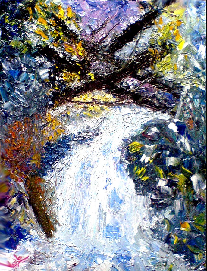 Waterfall Painting - Abstract by Anila Choudary Waterfall Painting - Abstract by Anila Choudary