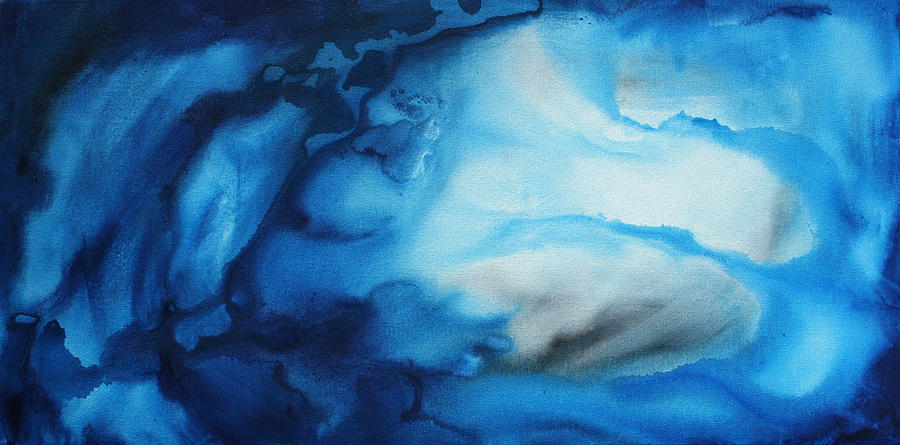 Abstract Painting - Abstract Art Original Blue Pianting UNDERWATER BLUES by MADART by Megan Aroon