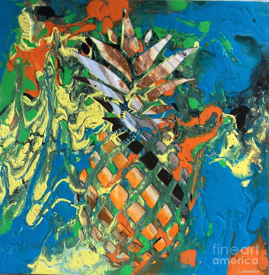 Abstract Art  Pineapple Painting by Carl Gouveia