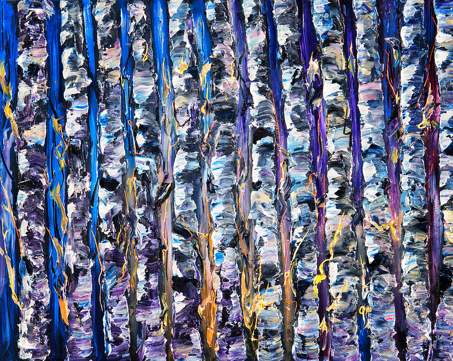Abstract Aspens  Painting by Lena Owens - OLena Art Vibrant Palette Knife and Graphic Design