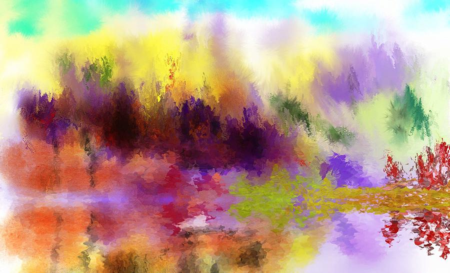 Abstract Digital Art - Abstract Autumn Landscape by David Lane