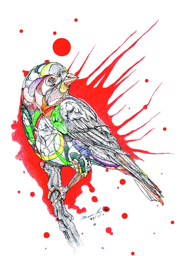 Abstract Mixed Media - Abstract Bird 002 by Dwayne  Hamilton