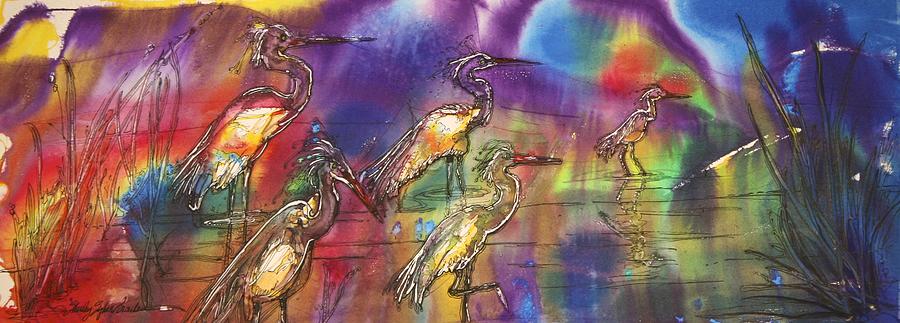 Abstract Birds Painting by Shirley Sykes Bracken