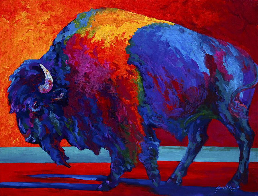Bison Painting - Abstract Bison by Marion Rose