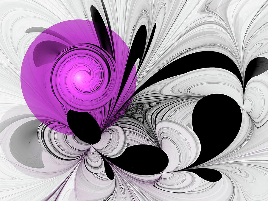 Abstract Black and White with Pink Fractal Art Digital Art by Gabiw Art