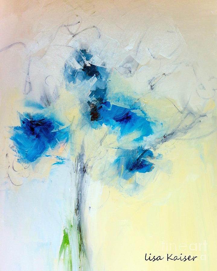 Abstract Blue Bouquet Floral Painting Digital Art by Lisa Kaiser