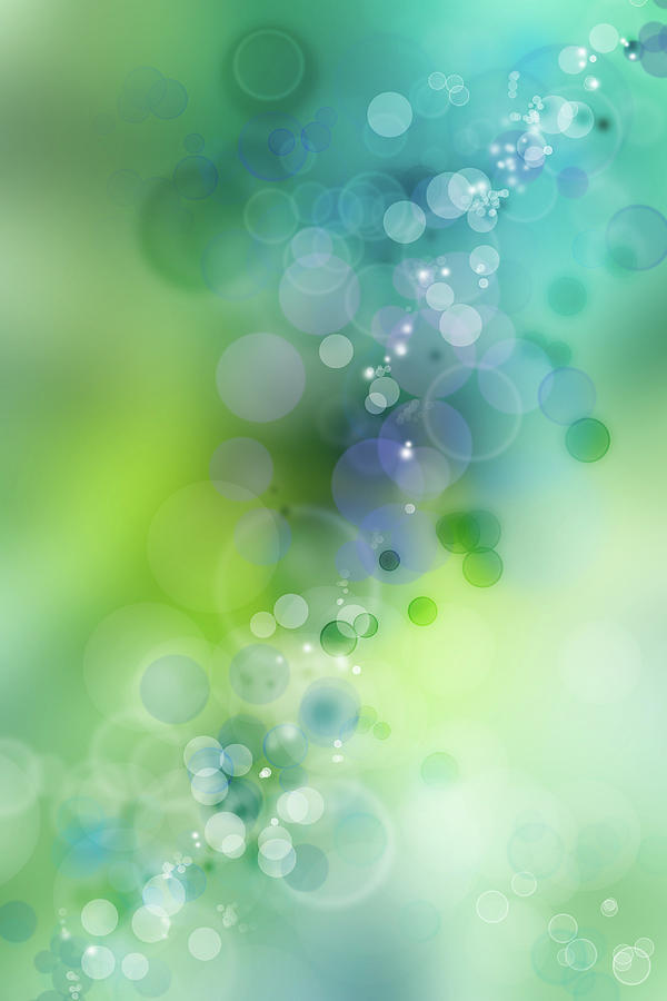 Abstract Digital Art - Abstract blue green circles 2 by Les Cunliffe