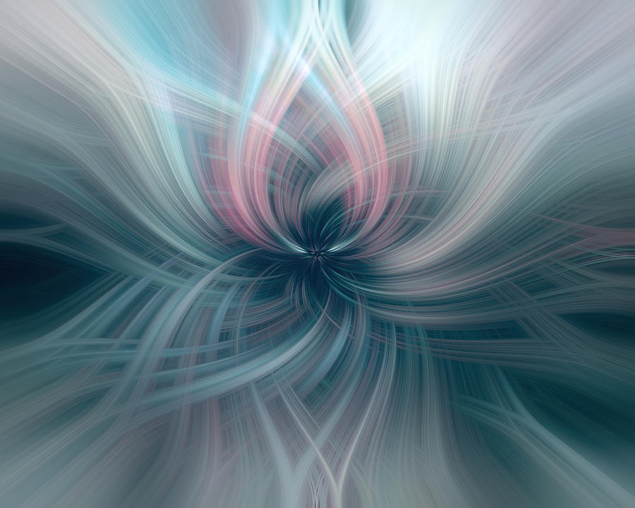 Abstract Digital Art - Abstract Blue Green Flower by Diane Dugas