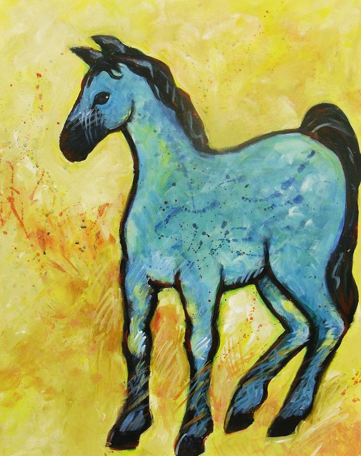 Abstract Blue Horse Painting by Carol Suzanne Niebuhr