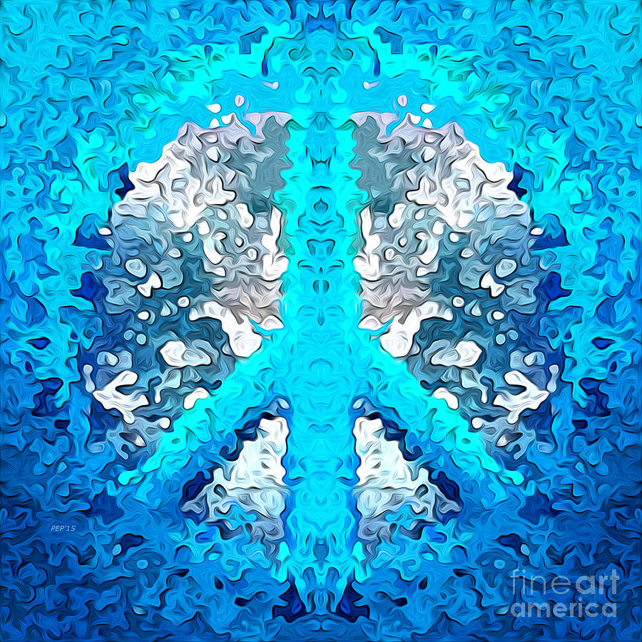Abstract Blue Peace Sign Digital Art by Phil Perkins