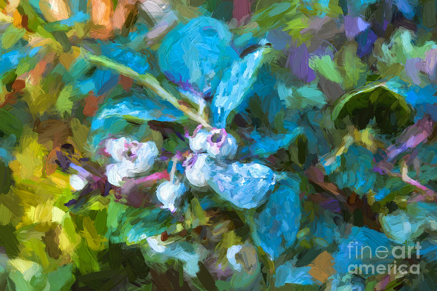 Abstract Painting - Abstract Blueberry Bush by Mim White