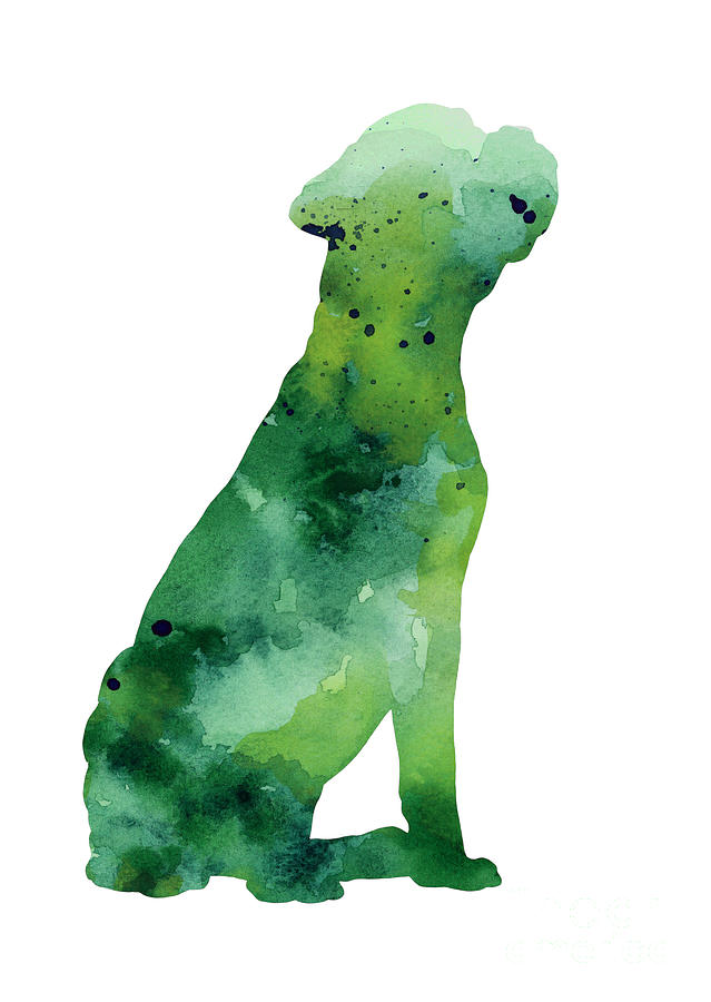 Abstract Painting - Abstract boxer silhouette watercolor art print painting by Joanna Szmerdt
