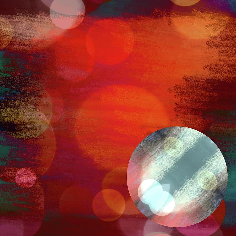 Abstract Digital Art - Abstract Bubbles on Red by Brandi Fitzgerald