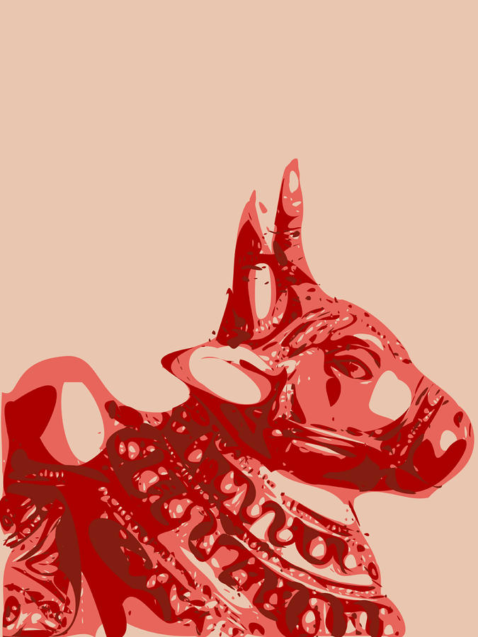 Abstract Digital Art - Abstract Bull Contours glaze by Keshava Shukla