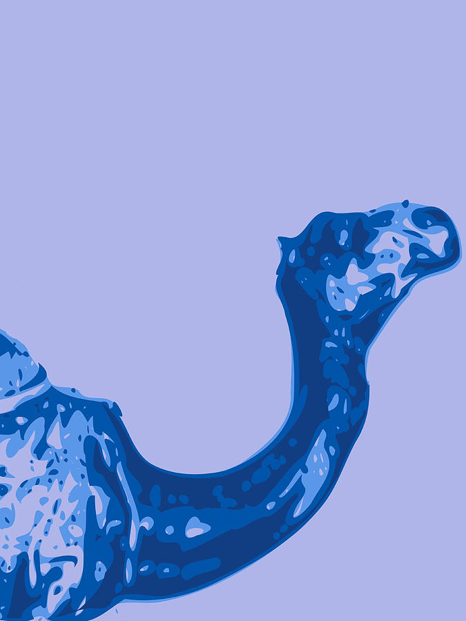 Abstract Digital Art - Abstract Camel Contours Blue by Keshava Shukla