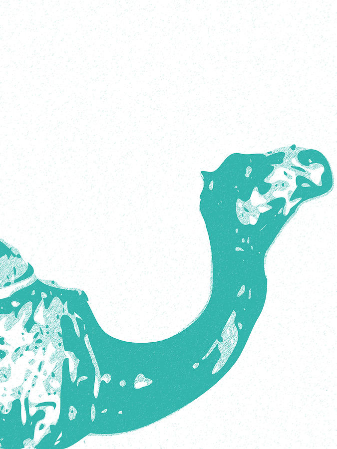 Abstract Digital Art - Abstract Camel Contours Cyan by Keshava Shukla