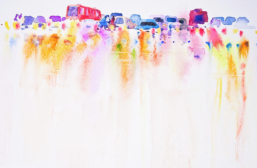 Abstract car on the road watercolor hand painted background Painting by  Nutdanai Apikhomboonwaroot - Pixels