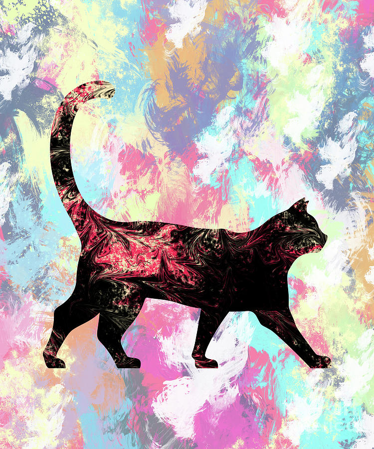 Abstract Digital Art - Abstract Cat  by Amir Faysal