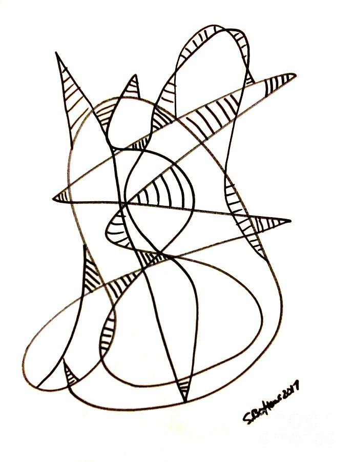 Abstract Cat Drawing by Stacy C Bottoms