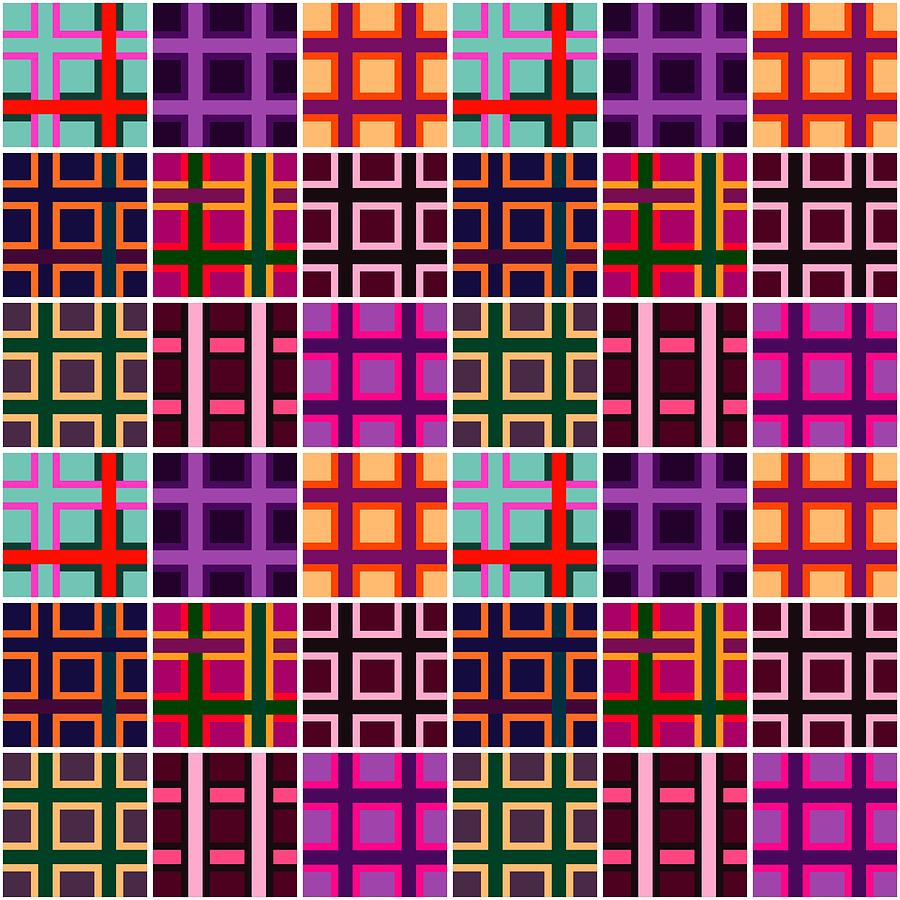 Abstract checkered patchwork pattern Digital Art by Lenka Rottova ...