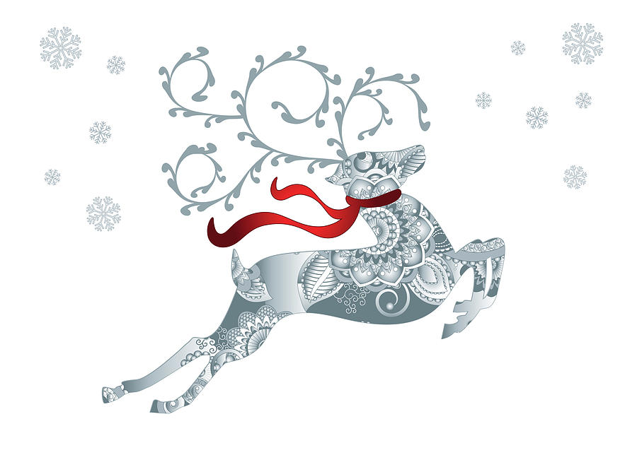 Abstract Christmas Reindeer Greeting Card Digital Art by Serena King