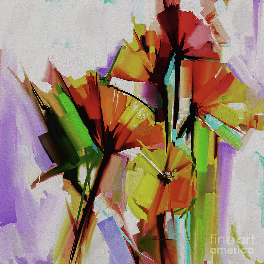 Abstract Colorful Flowers 01 Painting by Gull G
