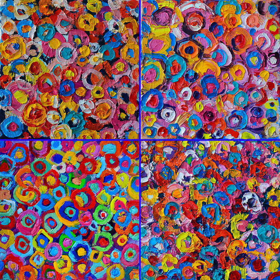 Abstract Colorful Flowers 4 Painting by Ana Maria Edulescu