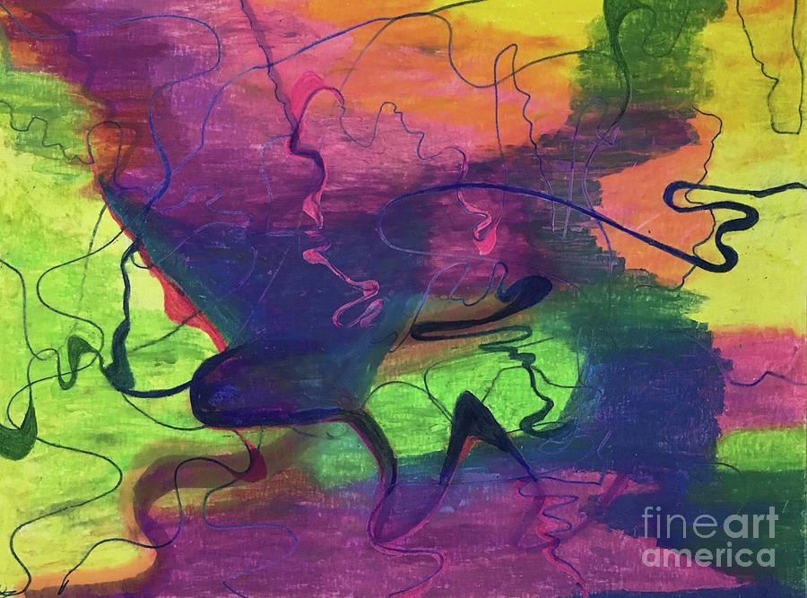 Colorful Abstract Cloud Swirling Lines Painting by Annette M Stevenson