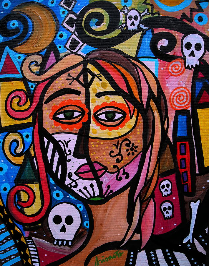 Abstract Day Of The Dead Painting by Pristine Cartera Turkus