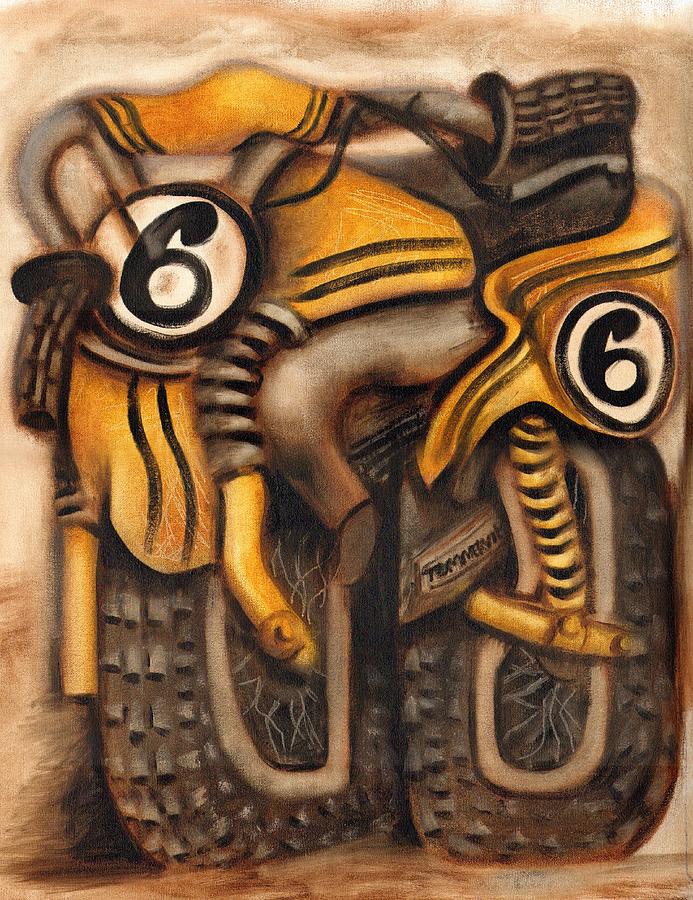 Abstract Dirt Bike Art Print Painting by Tommervik