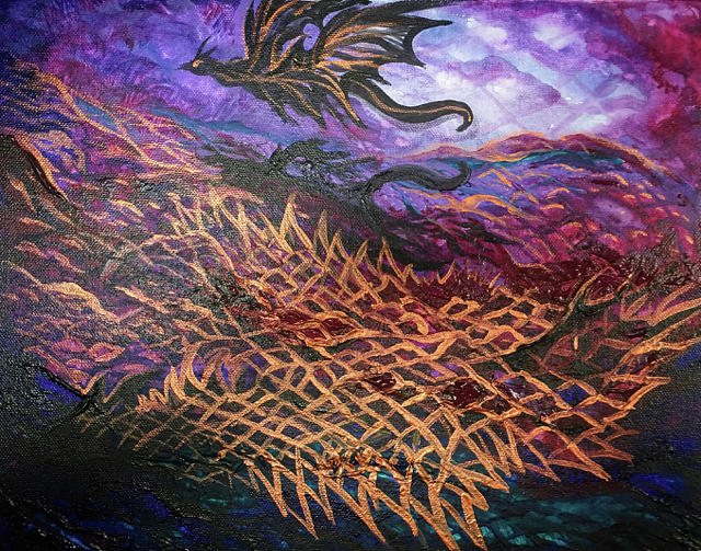 Abstract Dragonscape Painting by Michelle Pier