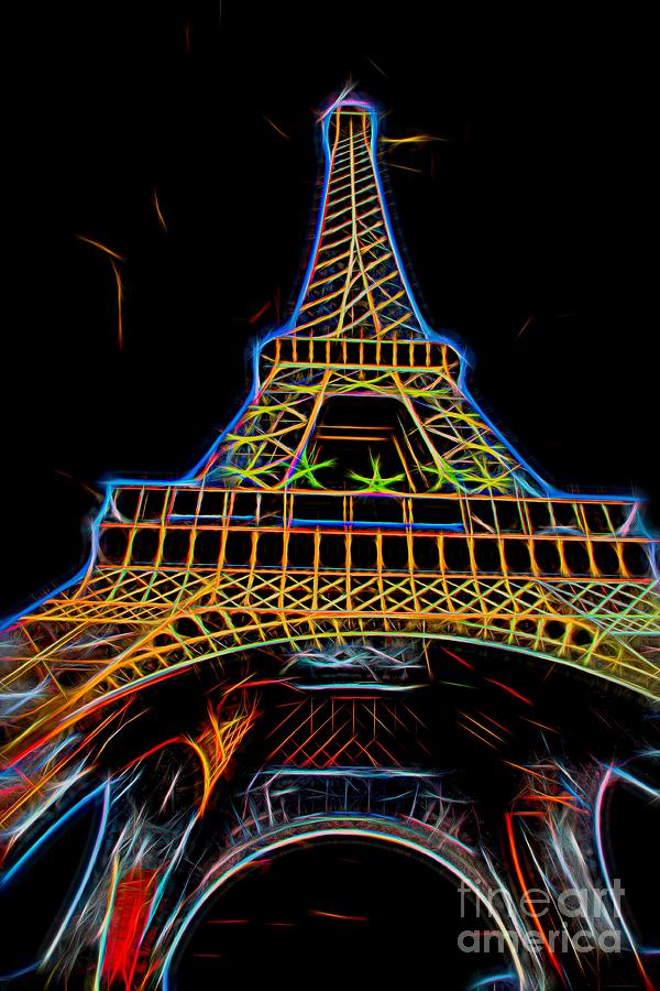 Abstract Eiffel Tower Neon  Photograph by Chuck Kuhn