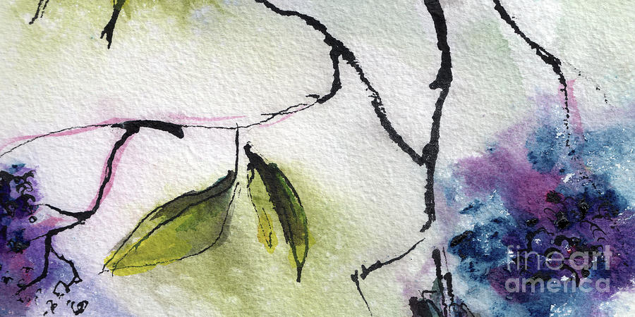 Abstract Elder Berries 2 Watercolor and Ink  Painting by Ginette Callaway