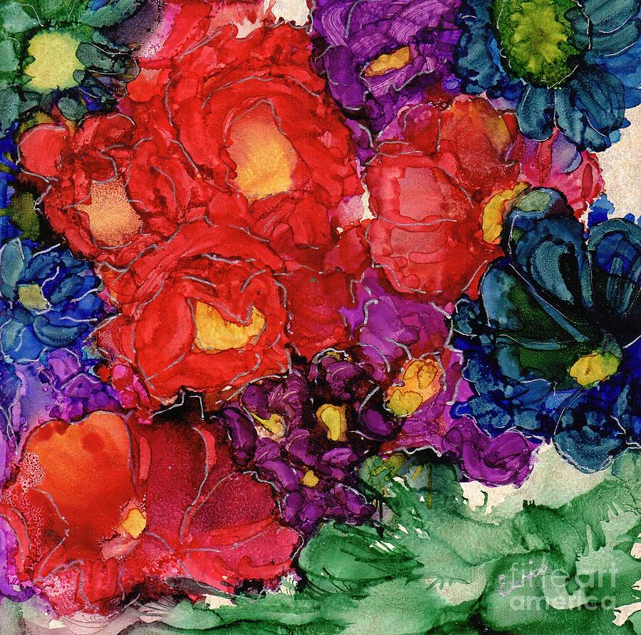 Abstract English Garden Painting by Eunice Warfel