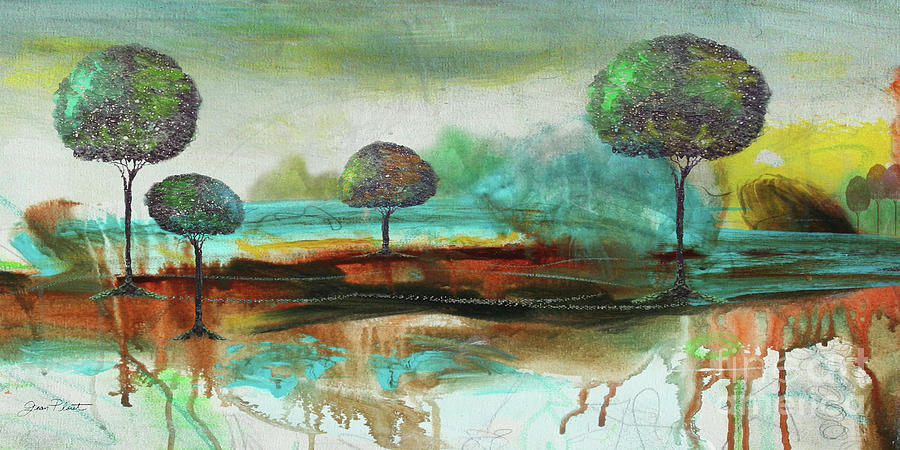 Abstract Painting - Abstract Fantasy Landscape by Jean Plout
