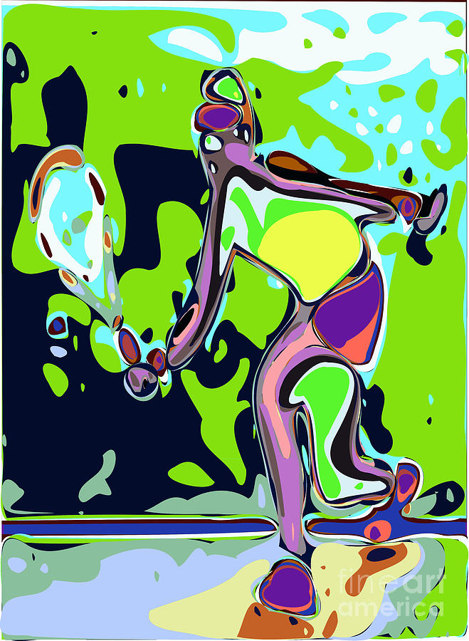 Abstract Female Tennis Player 2 Digital Art by Chris Butler