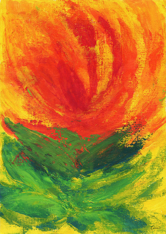 Nature Painting - Abstract Fire Flower by Kathleen Wong