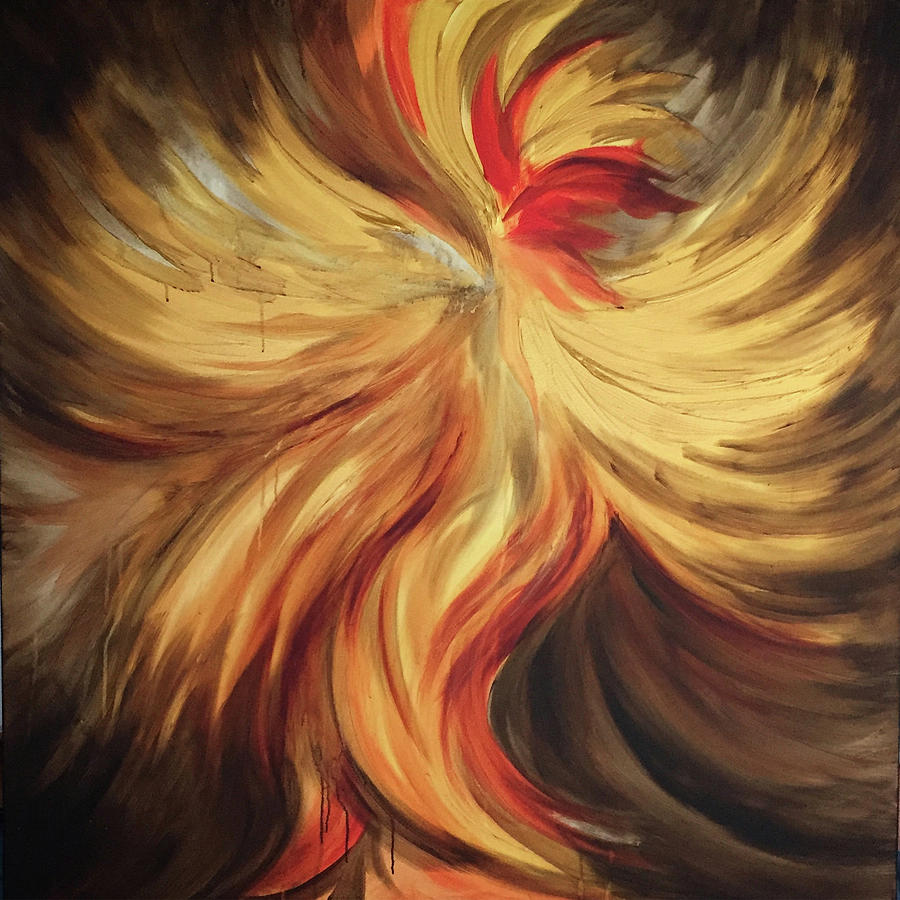 Abstract Fire Rooster Painting by Michelle Pier