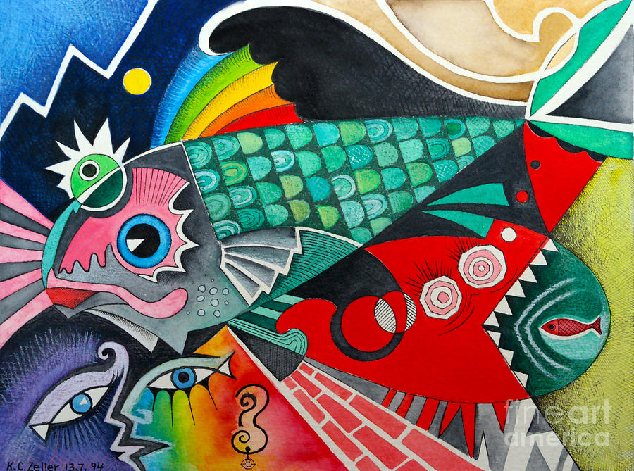 Abstract Fish  Painting by Karin Zeller