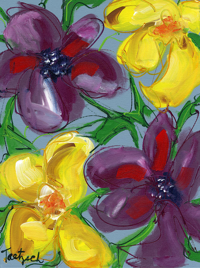 Abstract Floral One Painting by Lynne Taetzsch