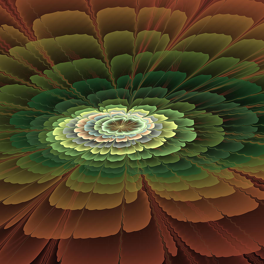 Abstract Flower brown and green Digital Art by Gabiw Art